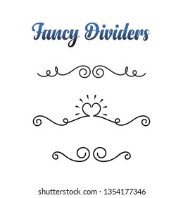 Text dividers. Calligraphy swirls. Isolated vector.