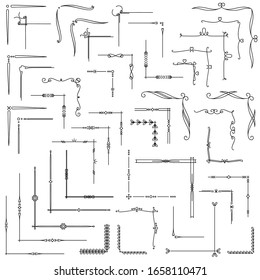Textteiler. Ecken. Vektorillustration typografische Linie Divider-Set. Trennzeichen für grafischen Text.