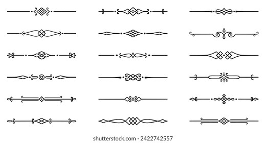 Conjunto de doodles de divisores de texto. Matar elementos decorativos con hojas, torbellinos, corazones. Ornamento divisor, bordes, líneas. Ilustración vectorial dibujada a mano aislada en fondo blanco