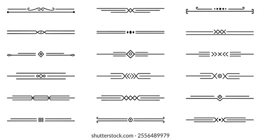 Text dividers doodle set. Wedding decorative elements. Divider ornament, borders, vintage line separators. Hand drawn vector illustration isolated on white background