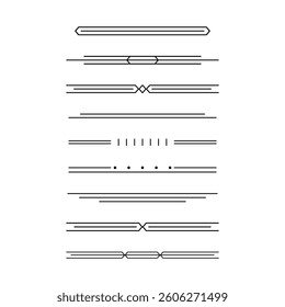 Text dividers doodle set. Wedding decorative elements. Divider ornament, borders, vintage line separators. Hand drawn vector illustration isolated on white background