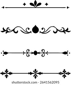 text dividers doodle set. Wedding decorative elements. Divider ornament, borders, floral, vintage line separators. Hand drawn vector illustration isolated on white background. Set page dividers.
