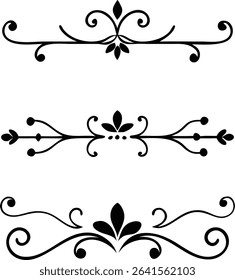 text dividers doodle set. Wedding decorative elements. Divider ornament, borders, floral, vintage line separators. Hand drawn vector illustration isolated on white background. Set page dividers.
