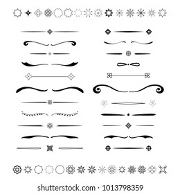 Text dividers. Hand drawn collection of vector dividers, bumpers, frames, ornaments.