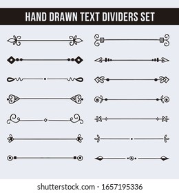 Text dividers. Hand drawn collection of vector dividers