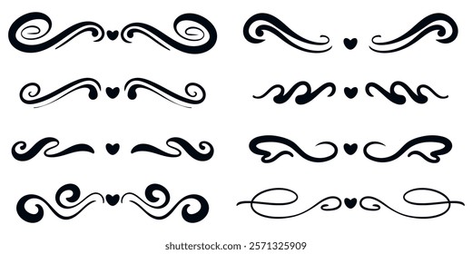Text dividers with hearts, hand drawn