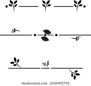 text dividers, paragraph dividers, borders, frames and separators with leaves