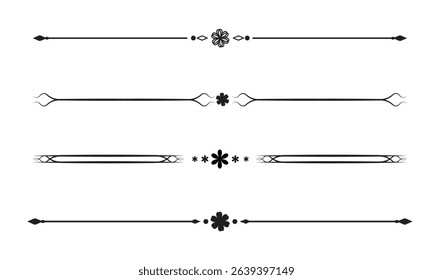  Text dividers. set of Vintage decorative lines. Separator vintage. decorative line. Vector illustration