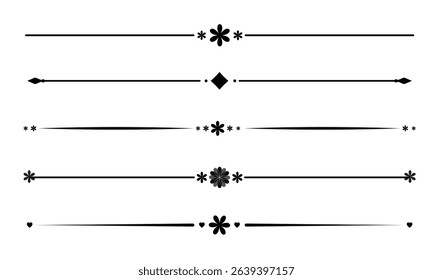  Text dividers. set of Vintage decorative lines. Separator vintage. decorative line. Vector illustration