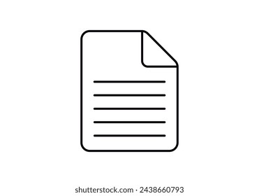 Texto documento icono negro sobre fondo blanco.