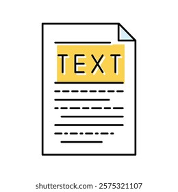 text document file color icon vector. text document file sign. isolated symbol illustration