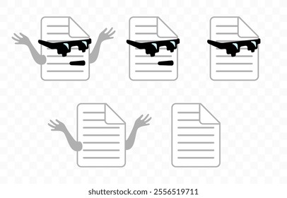 Text document, folders and file, graphic design. Data transfer, information, computer, desktop and workspace, vector design and illustration