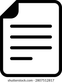 Text document icon in flat style for notes and written content file formats.