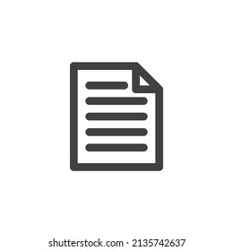 Text document line icon. linear style sign for mobile concept and web design. Document file outline vector icon. Symbol, logo illustration. Vector graphics