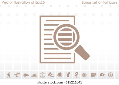 text document and magnifier icon, vector illustration