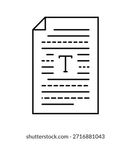 documento de texto ícone de linha nlp vetor. documento de texto sinal nlp. símbolo de contorno isolado ilustração em preto