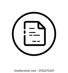 Text document. Paper with content. Invoice. Commerce outline icon in a circle. Vector illustration