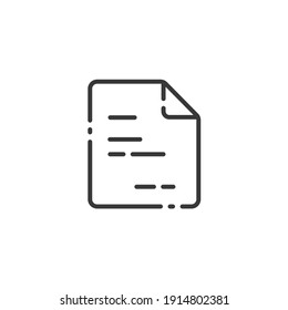 Text document thin line icon. Paper with content. Invoice. Outline commerce vector illustration