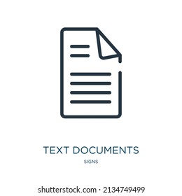text documents thin line icon. document, business linear icons from signs concept isolated outline sign. Vector illustration symbol element for web design and apps.