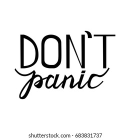 text don't panic. Vintage concept background, art template, retro elements, logo, labels, layout, badge, old banner card Hand made typography word