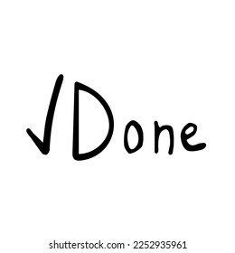 The text in the doodle style "Done" with a check mark can be used as a sticker or title.