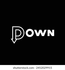 Text Down logo design vector template, down arrow icon