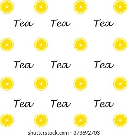 Text drawn tea and  lemon