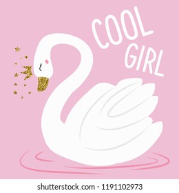 text duck crown glitter girl tee illustration art vector 