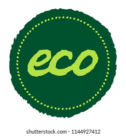 Text Eco on round green stamp. Vector illustration
