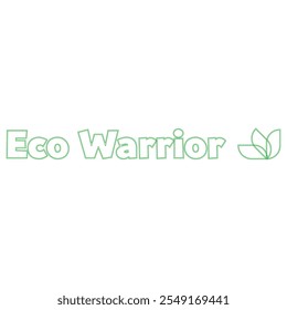 Text Eco Warrior word logo with leaf on white isolated background. Green eco-friendly.