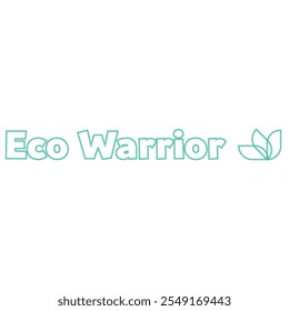 Text Eco Warrior word logo with leaf on white isolated background. Green eco-friendly.