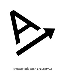 Text edit icon. Text rotation angle up icon vector illustration on white background.