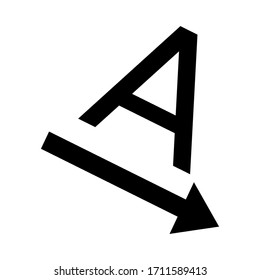 Text edit icon. Text rotation angle down icon vector illustration on white background.