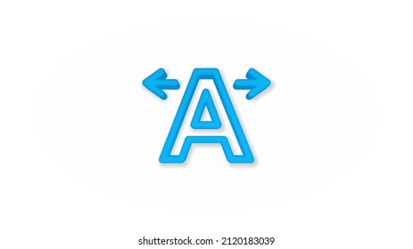 Text edit, kerning 3d line flat color icon. Realistic vector illustration. Pictogram isolated. Top view. Colorful transparent shadow design.