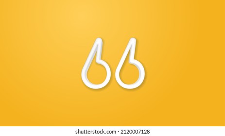 Text edit, quotes 3d line flat color icon. Realistic vector illustration. Pictogram isolated. Top view. Colorful transparent shadow design.
