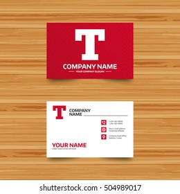 Text edit sign icon. Letter T button.