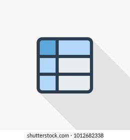 Text edit thin line flat color icon. Linear vector illustration. Pictogram isolated on white background. Colorful long shadow design.