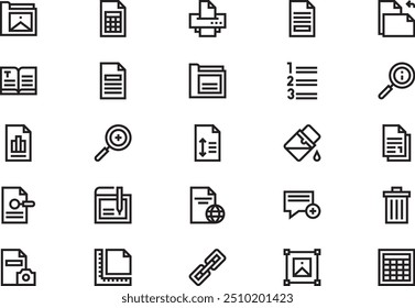 La colección de iconos de edición de texto es una Ilustración vectorial con trazo editable.