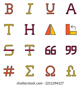 Text Editor Filled Line Icon Set