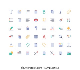 Text Editor Flat Icon Set