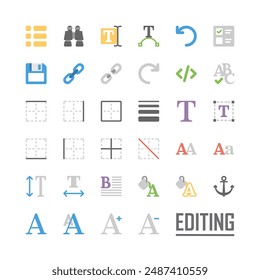 Text Editor - flat vector icon set.