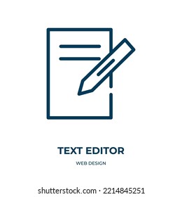 Text editor icon. Linear vector illustration from web design collection. Outline text editor icon vector. Thin line symbol for use on web and mobile apps, logo, print media.