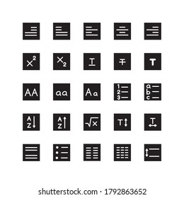 Text Editor icon set vector solid for website, mobile app, presentation, social media. Suitable for user interface and user experience.