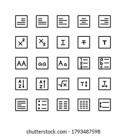 Text Editor icon set vector line for website, mobile app, presentation, social media. Suitable for user interface and user experience.