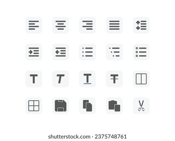 Text editor icon set for your design. Web icons pack with flat style