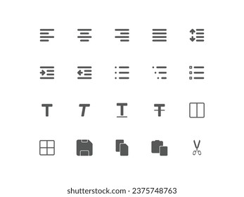 Text editor icon set for your design. Web icons pack with flat style