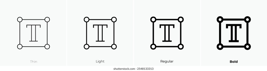 Icono del editor de texto. Diseño de estilo delgado, ligero, regular y audaz aislado sobre fondo blanco