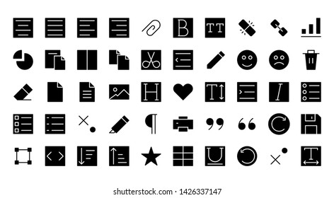Text Editor Interface glyph icon symbol set