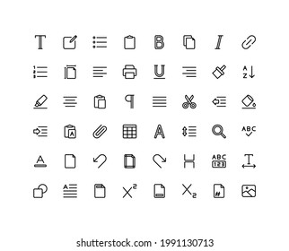 Text Editor Outline Icon Set