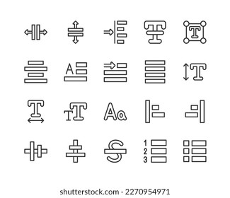 text editor set of simple line icons. Collection of web icons for UIUX design. Editable vector stroke 48x48 Pixel Perfect